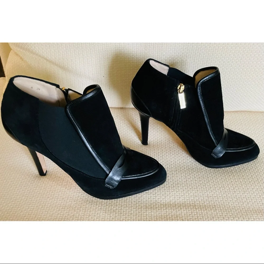 L.K. BENNETT Suede Leather Black Booties Shoes Size 39